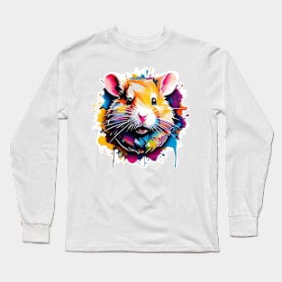 Hamster Head Dripping Rainbow Graffiti Long Sleeve T-Shirt